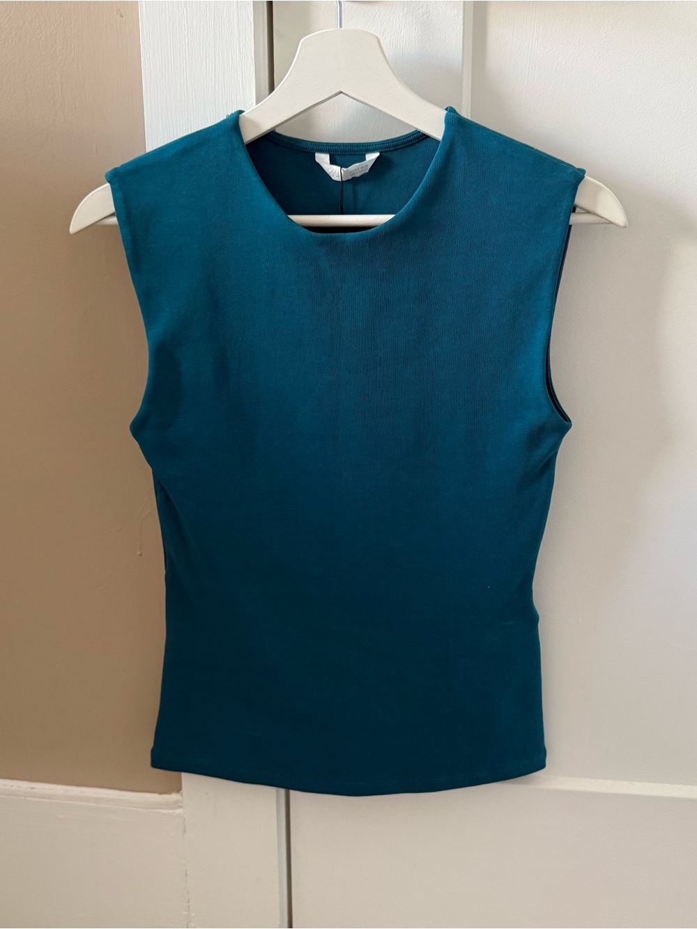 Zara Thick Teal Ribbed Shell Top